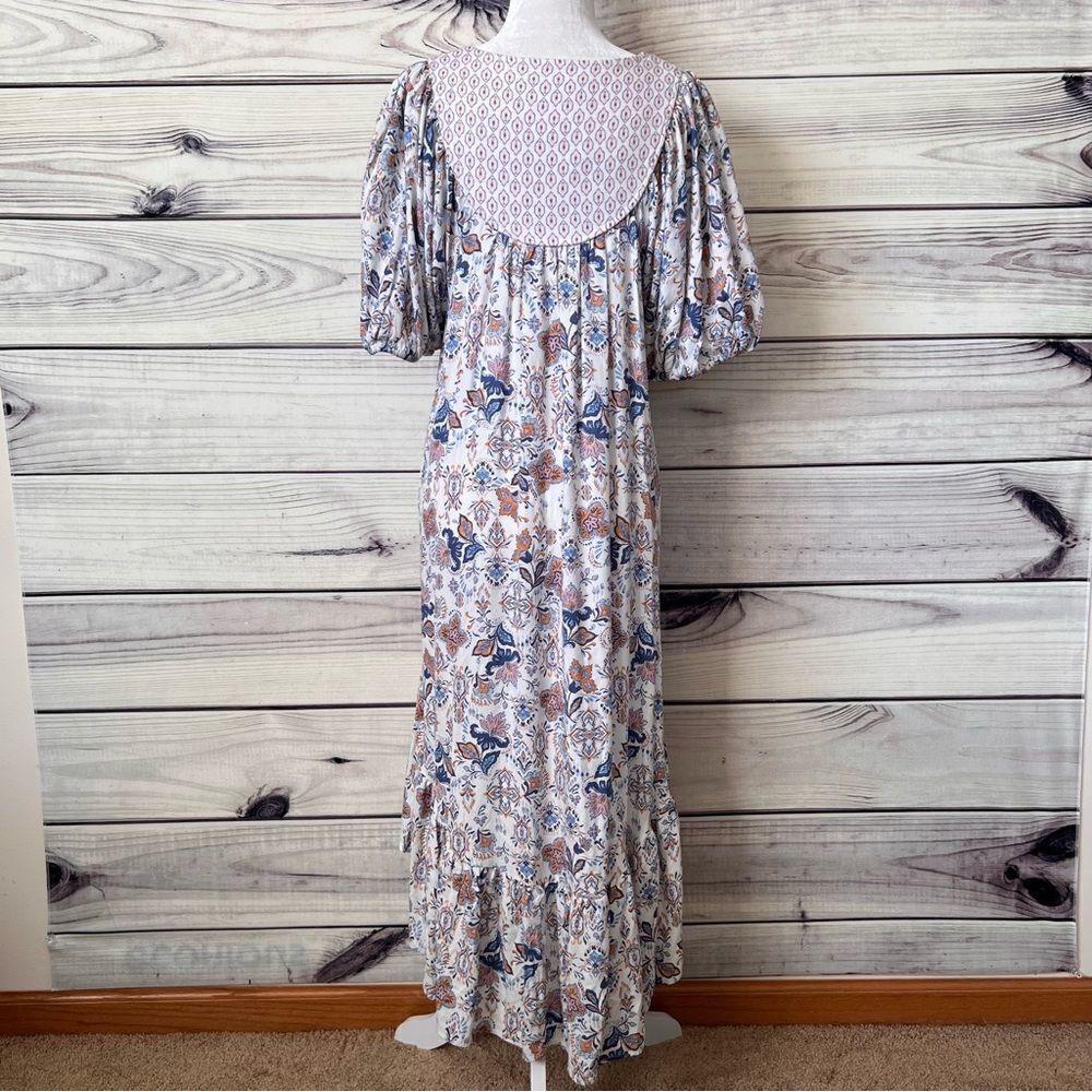 Lucky Brand White Paisley Floral Patterned Cottagecore Maxi Dress - Picture 11 of 11